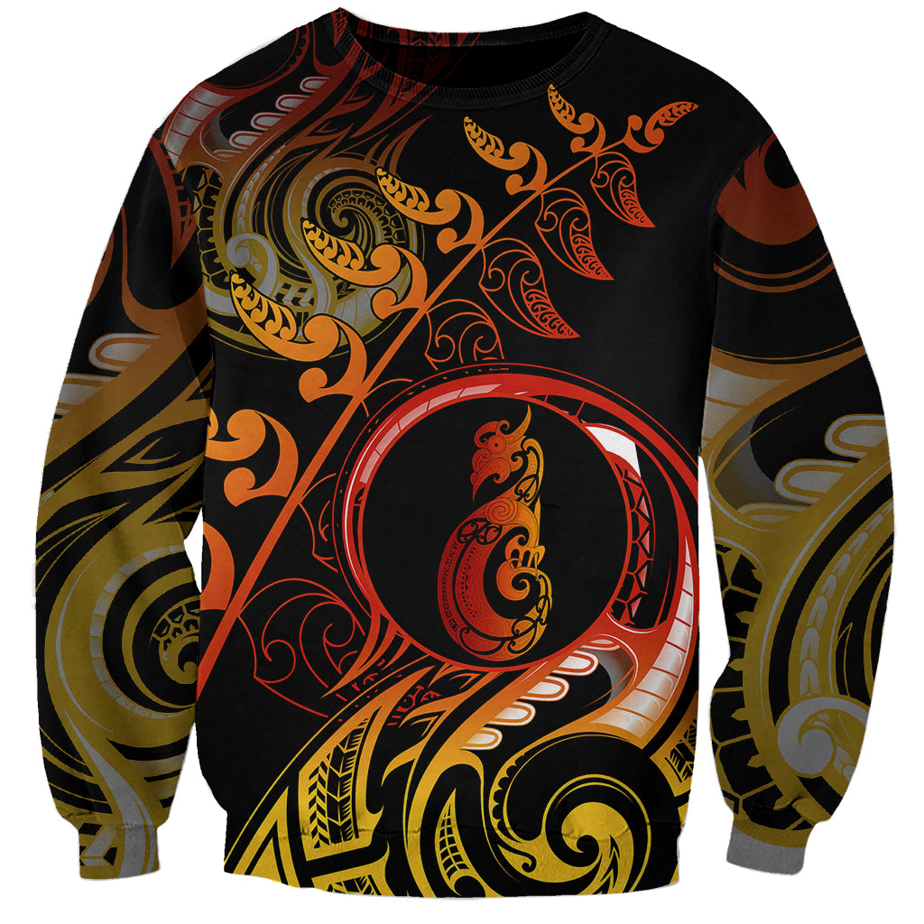 New Zealand Sweatshirt Aotearoa Manaia Maori Fern Tattoo Arty - Wonder Print Shop