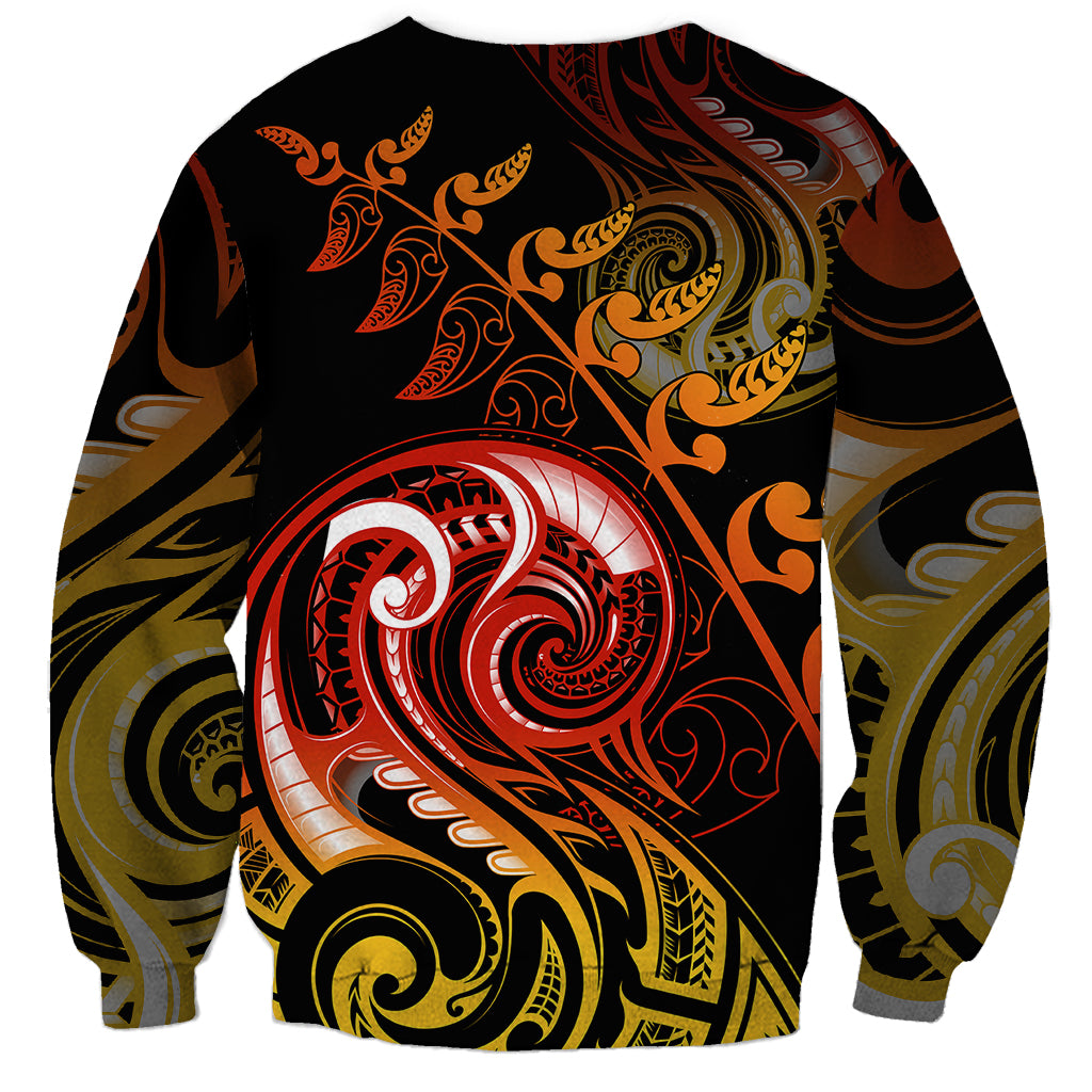 New Zealand Sweatshirt Aotearoa Manaia Maori Fern Tattoo Arty - Wonder Print Shop