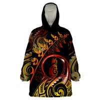 New Zealand Wearable Blanket Hoodie Aotearoa Manaia Maori Fern Tattoo Arty - Wonder Print Shop