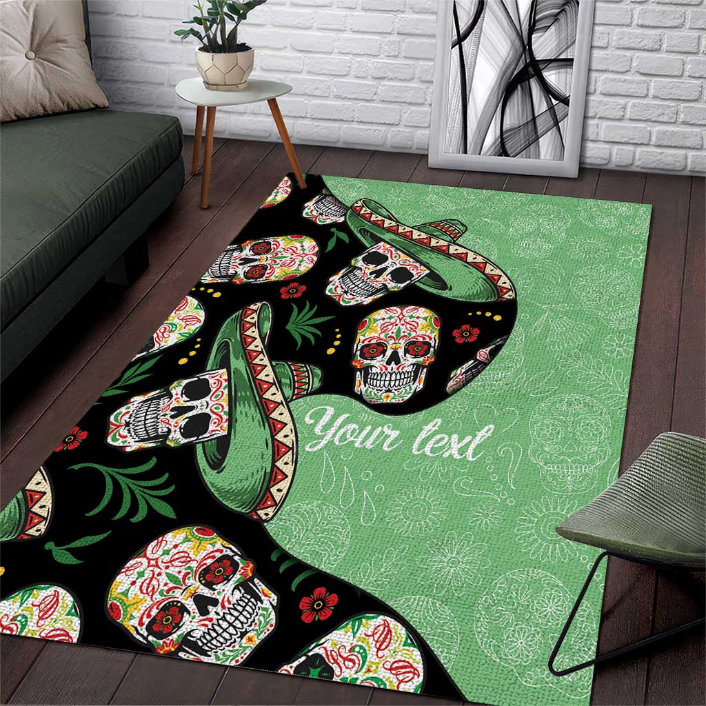 Mexican Sugar Skull Personalized Area Rug Dia de Los Muertos Vibe LT9 - Wonder Print Shop