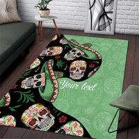 Mexican Sugar Skull Personalized Area Rug Dia de Los Muertos Vibe LT9 - Wonder Print Shop
