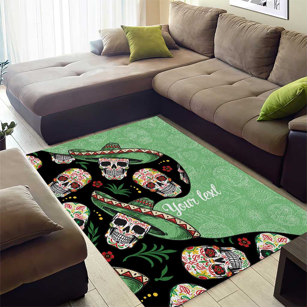 Mexican Sugar Skull Personalized Area Rug Dia de Los Muertos Vibe LT9 - Wonder Print Shop
