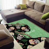 Mexican Sugar Skull Personalized Area Rug Dia de Los Muertos Vibe LT9 - Wonder Print Shop