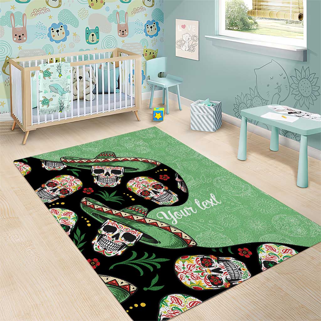 Mexican Sugar Skull Personalized Area Rug Dia de Los Muertos Vibe LT9 - Wonder Print Shop
