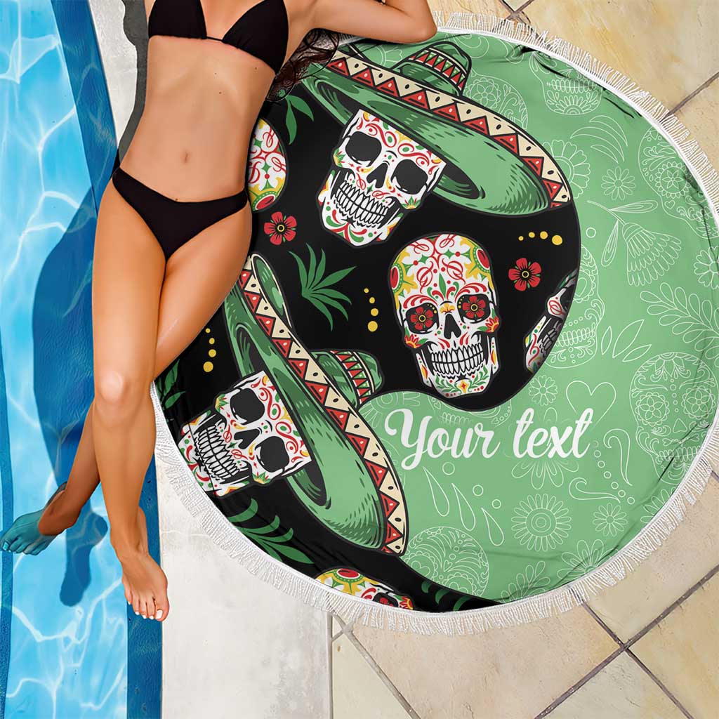 Mexican Sugar Skull Personalized Beach Blanket Dia de Los Muertos Vibe LT9 - Wonder Print Shop