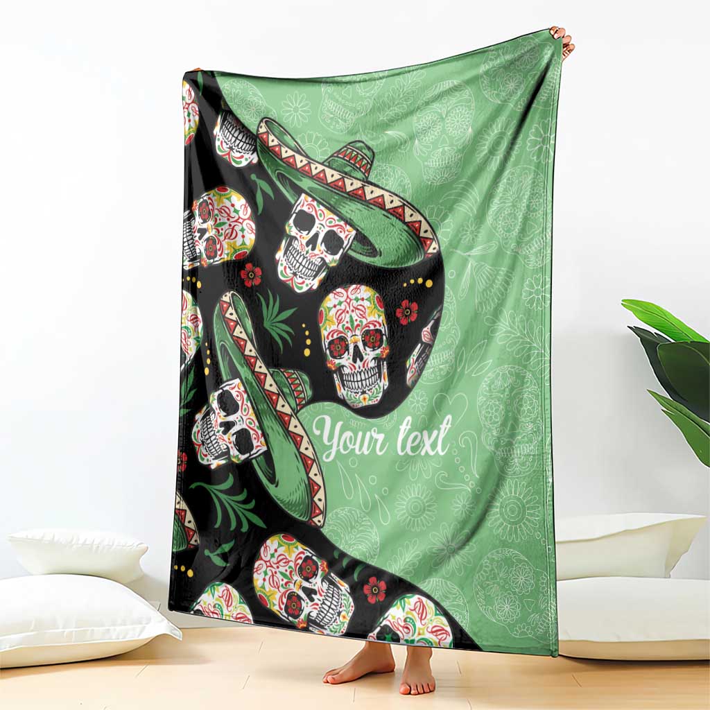 Mexican Sugar Skull Personalized Blanket Dia de Los Muertos Vibe