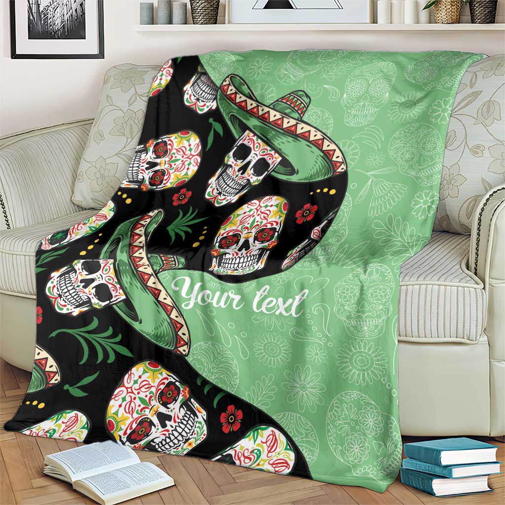 Mexican Sugar Skull Personalized Blanket Dia de Los Muertos Vibe