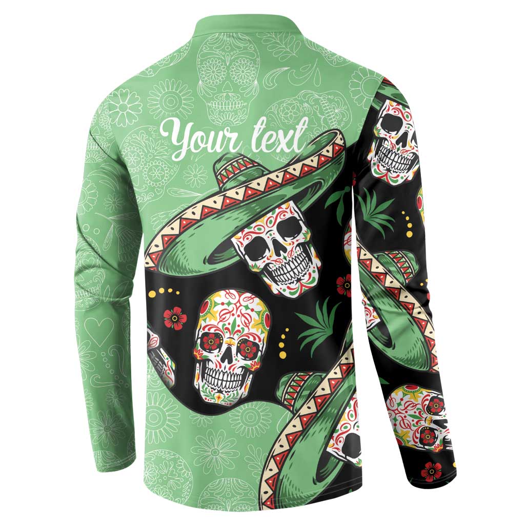 Mexican Sugar Skull Personalized Button Sweatshirt Dia de Los Muertos Vibe LT9 - Wonder Print Shop