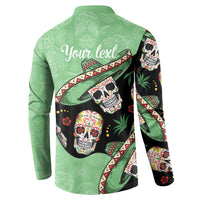 Mexican Sugar Skull Personalized Button Sweatshirt Dia de Los Muertos Vibe LT9 - Wonder Print Shop