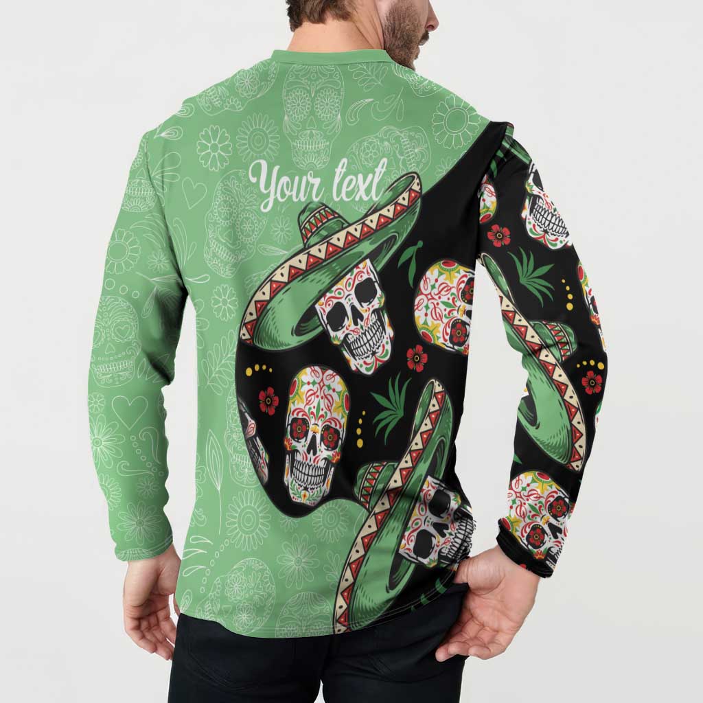 Mexican Sugar Skull Personalized Button Sweatshirt Dia de Los Muertos Vibe LT9 - Wonder Print Shop