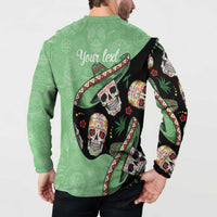 Mexican Sugar Skull Personalized Button Sweatshirt Dia de Los Muertos Vibe LT9 - Wonder Print Shop