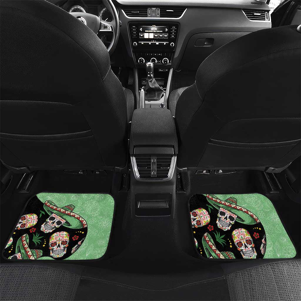 Mexican Sugar Skull Personalized Car Mats Dia de Los Muertos Vibe LT9 - Wonder Print Shop