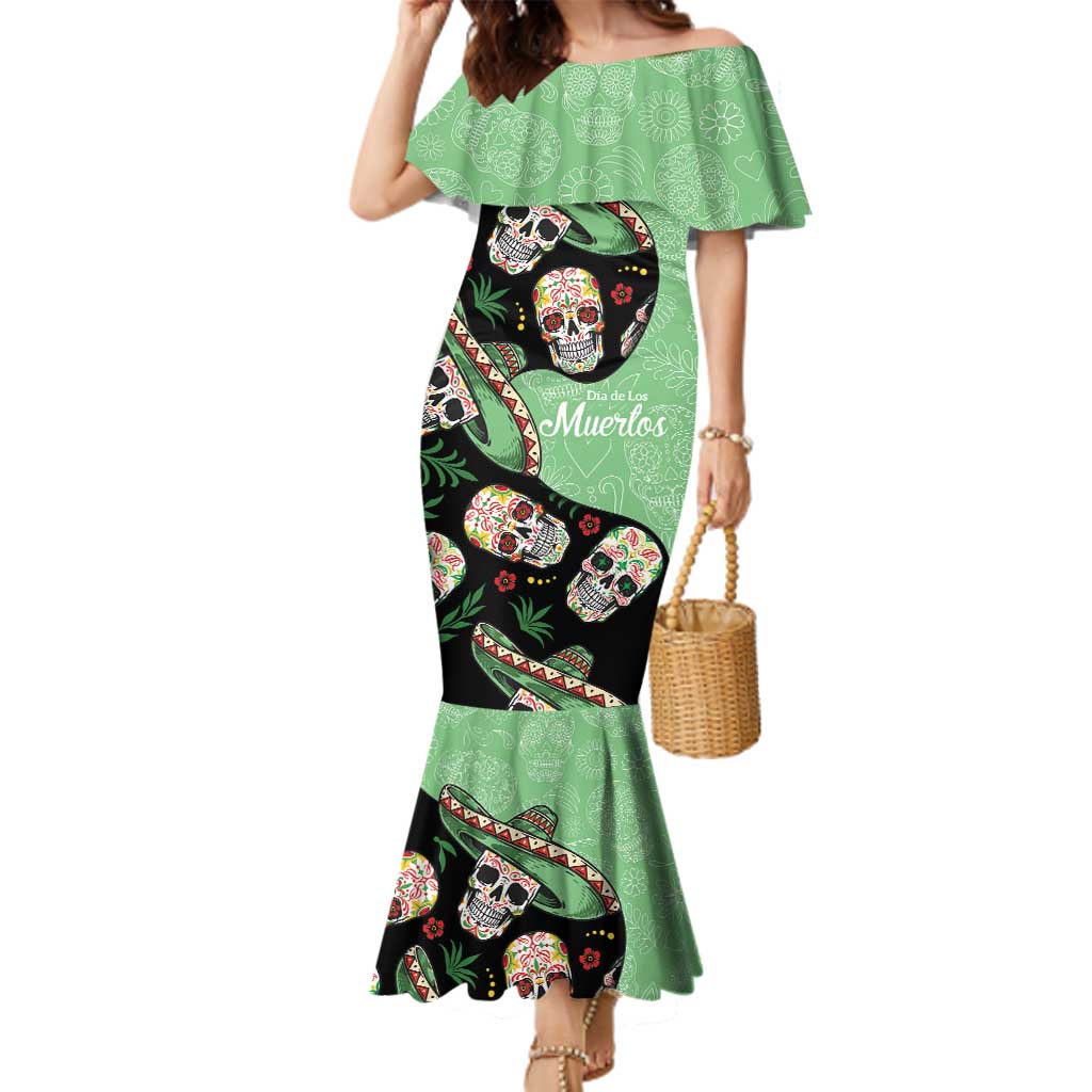 Mexican Sugar Skull Personalized Family Matching Mermaid Dress and Hawaiian Shirt Dia de Los Muertos Vibe LT9 - Wonder Print Shop