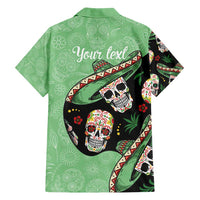 Mexican Sugar Skull Personalized Family Matching Short Sleeve Bodycon Dress and Hawaiian Shirt Dia de Los Muertos Vibe - Wonder Print Shop