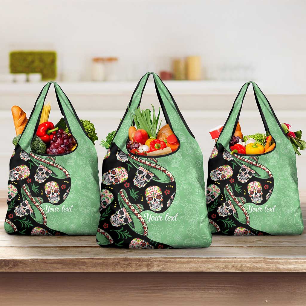 Mexican Sugar Skull Personalized Grocery Bag Dia de Los Muertos Vibe