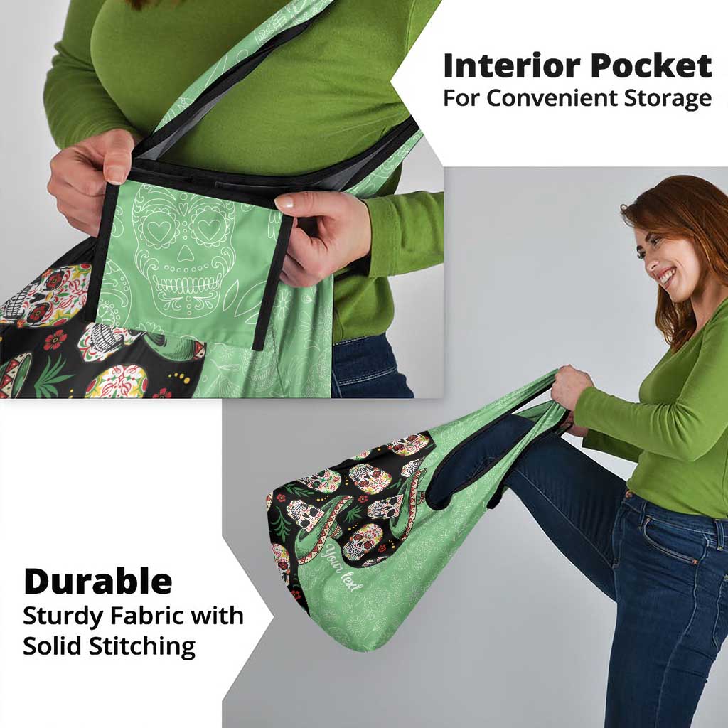 Mexican Sugar Skull Personalized Grocery Bag Dia de Los Muertos Vibe