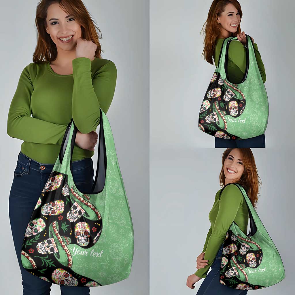 Mexican Sugar Skull Personalized Grocery Bag Dia de Los Muertos Vibe