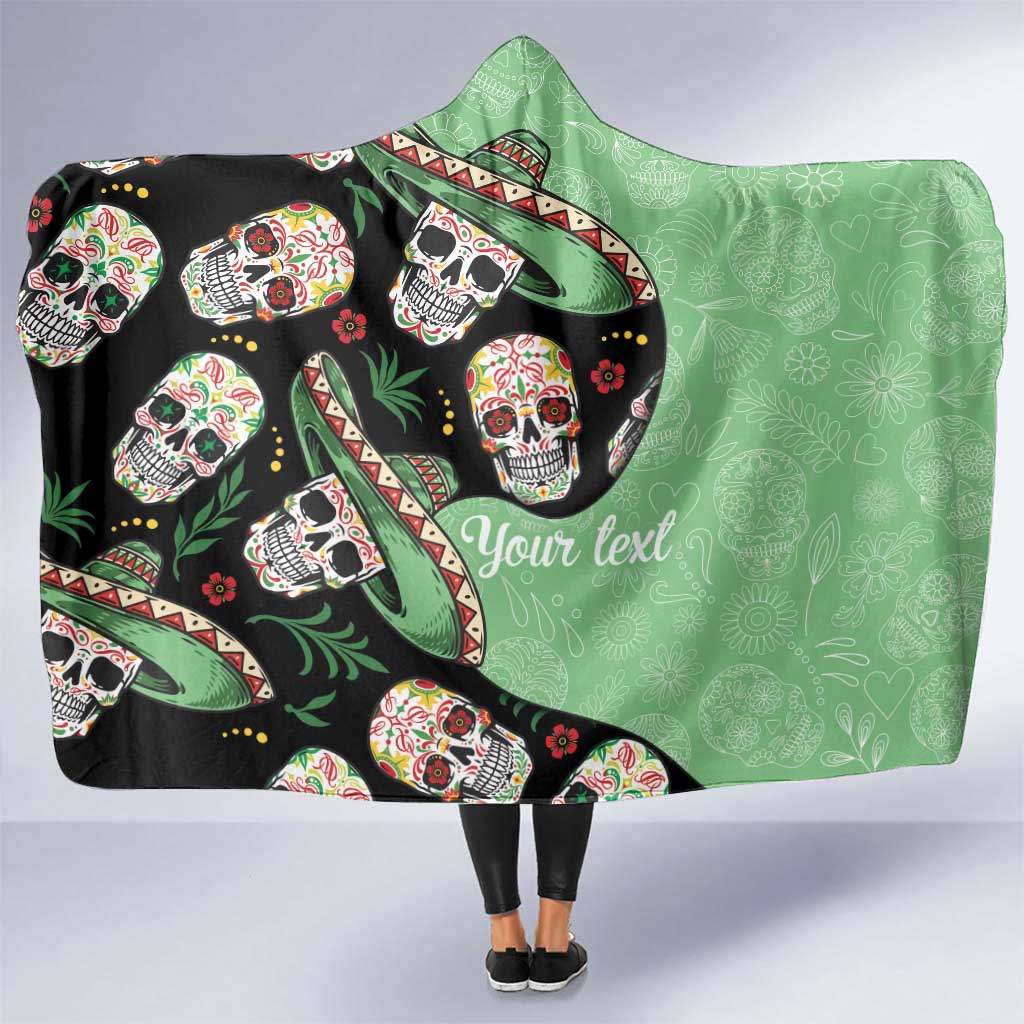 Mexican Sugar Skull Personalized Hooded Blanket Dia de Los Muertos Vibe
