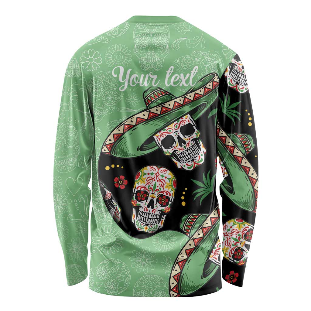 Mexican Sugar Skull Personalized Long Sleeve Shirt Dia de Los Muertos Vibe - Wonder Print Shop