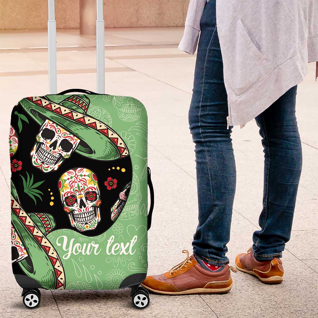 Mexican Sugar Skull Personalized Luggage Cover Dia de Los Muertos Vibe - Wonder Print Shop