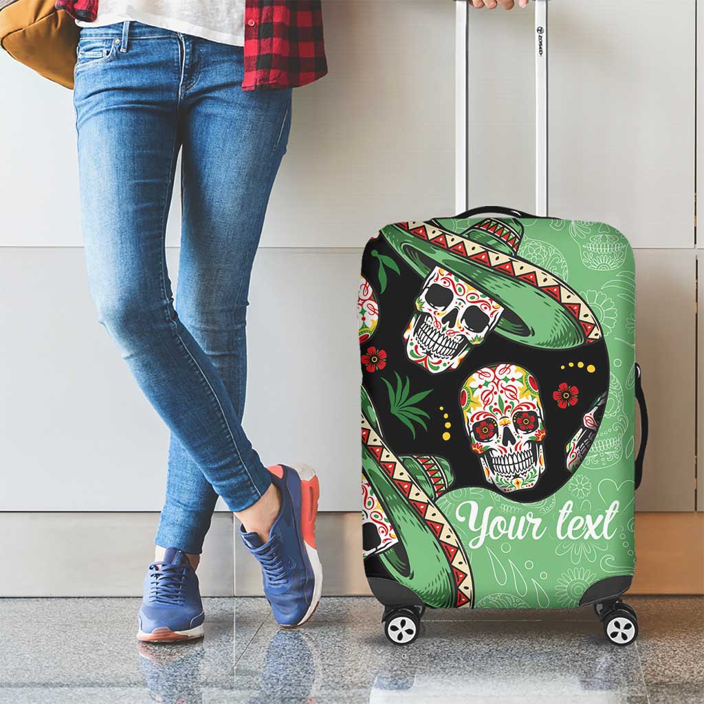 Mexican Sugar Skull Personalized Luggage Cover Dia de Los Muertos Vibe - Wonder Print Shop