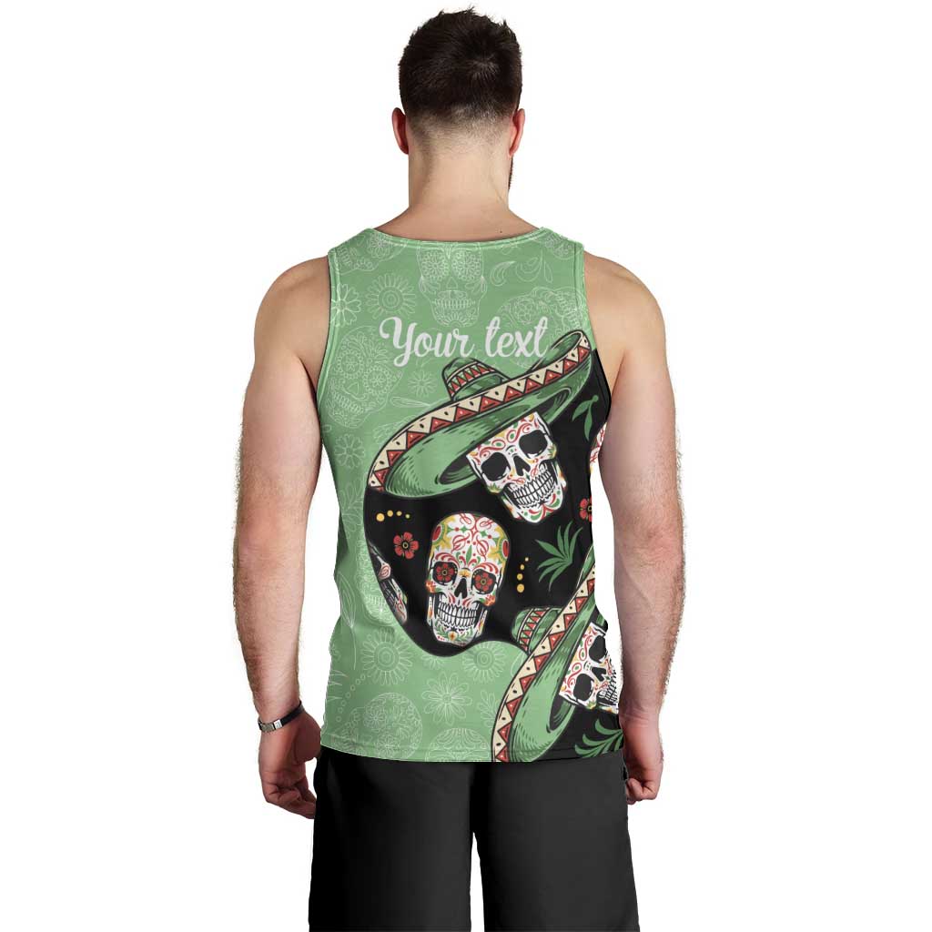 Mexican Sugar Skull Personalized Men Tank Top Dia de Los Muertos Vibe - Wonder Print Shop
