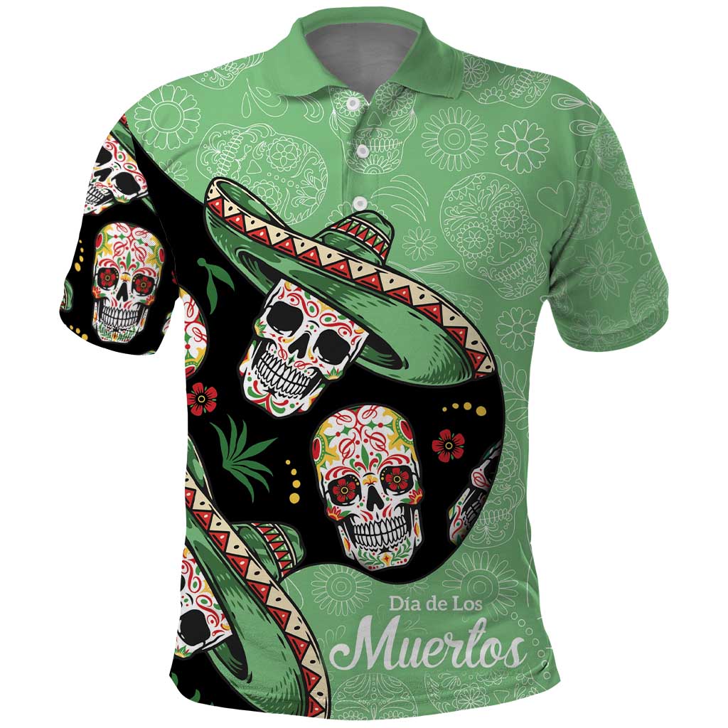 Mexican Sugar Skull Personalized Polo Shirt Dia de Los Muertos Vibe - Wonder Print Shop