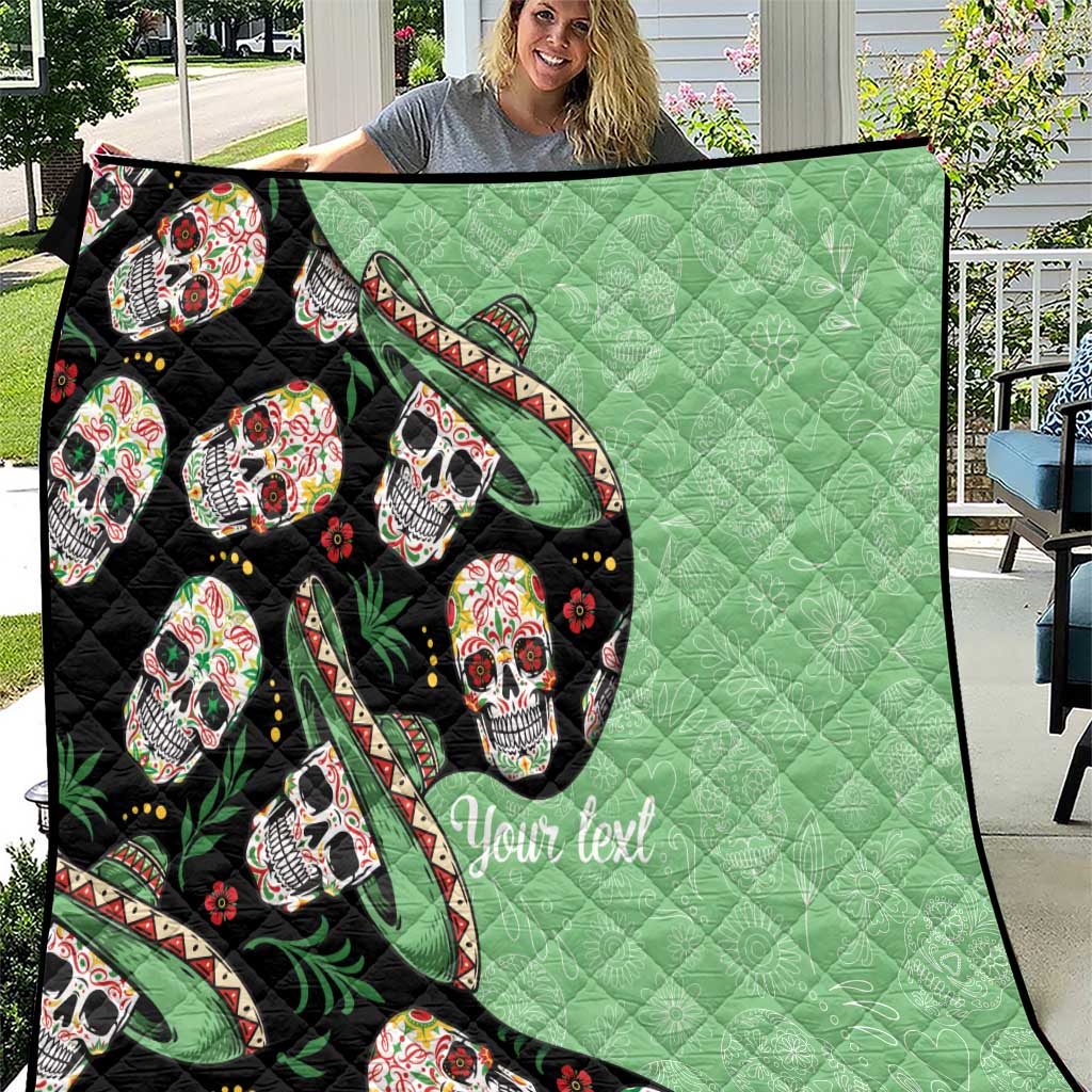 Mexican Sugar Skull Personalized Quilt Dia de Los Muertos Vibe - Wonder Print Shop