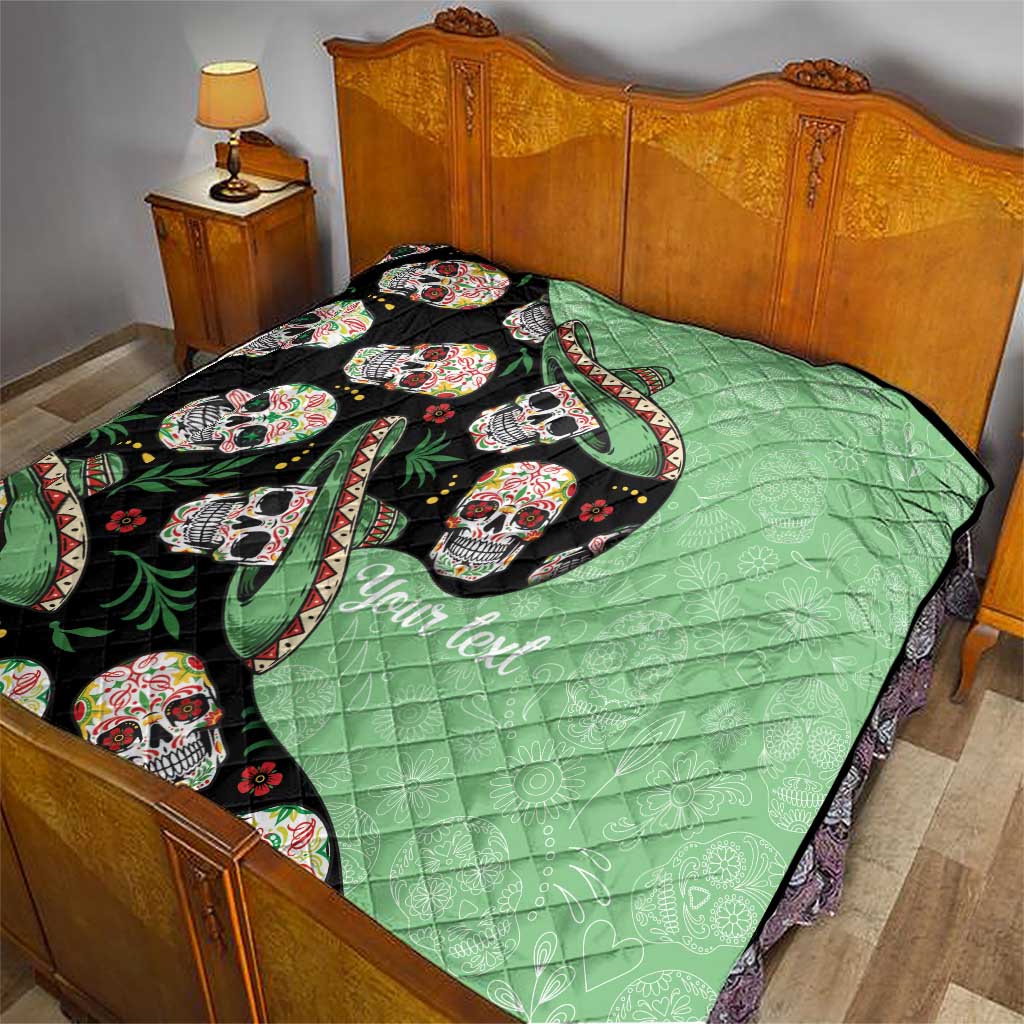 Mexican Sugar Skull Personalized Quilt Dia de Los Muertos Vibe - Wonder Print Shop