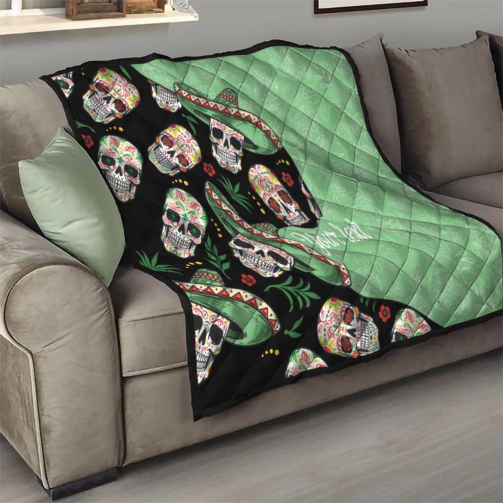 Mexican Sugar Skull Personalized Quilt Dia de Los Muertos Vibe - Wonder Print Shop