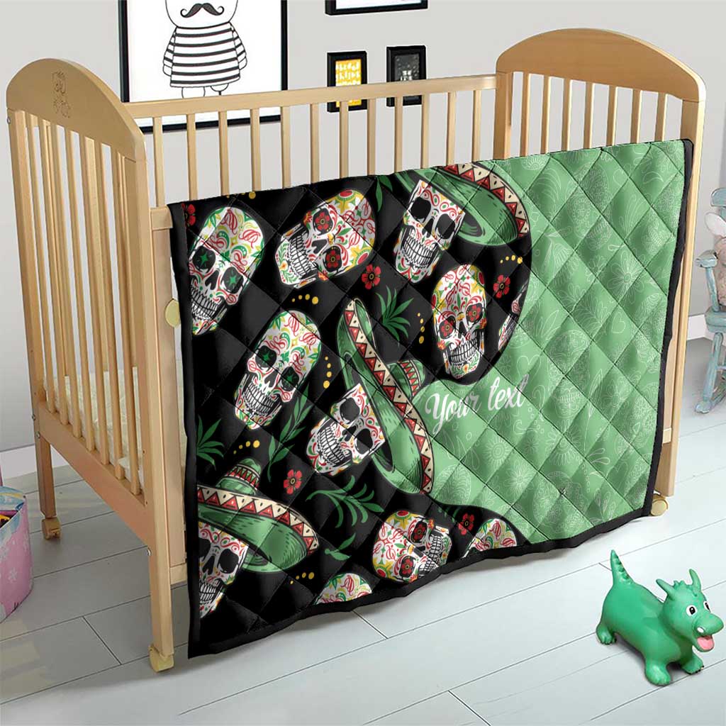 Mexican Sugar Skull Personalized Quilt Dia de Los Muertos Vibe - Wonder Print Shop