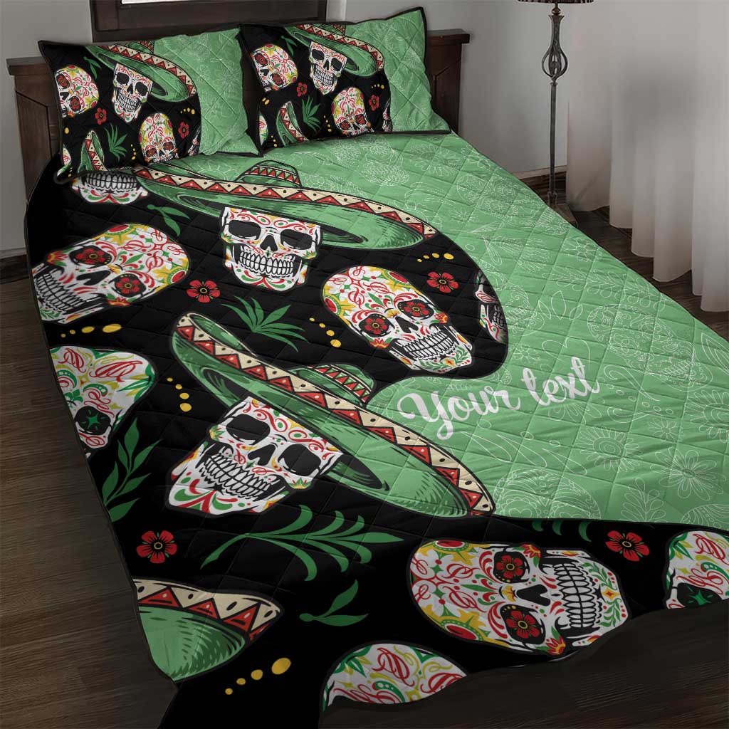 Mexican Sugar Skull Personalized Quilt Bed Set Dia de Los Muertos Vibe - Wonder Print Shop