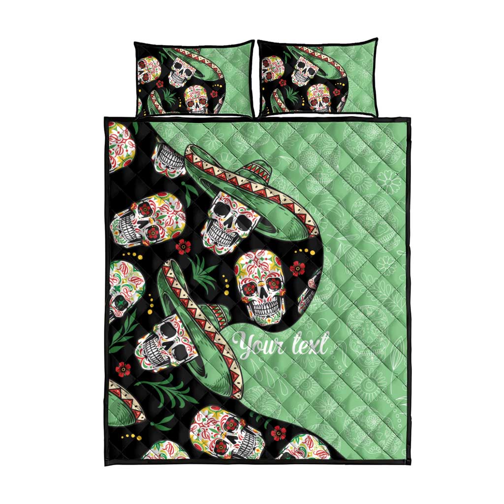 Mexican Sugar Skull Personalized Quilt Bed Set Dia de Los Muertos Vibe - Wonder Print Shop