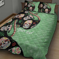 Mexican Sugar Skull Personalized Quilt Bed Set Dia de Los Muertos Vibe - Wonder Print Shop