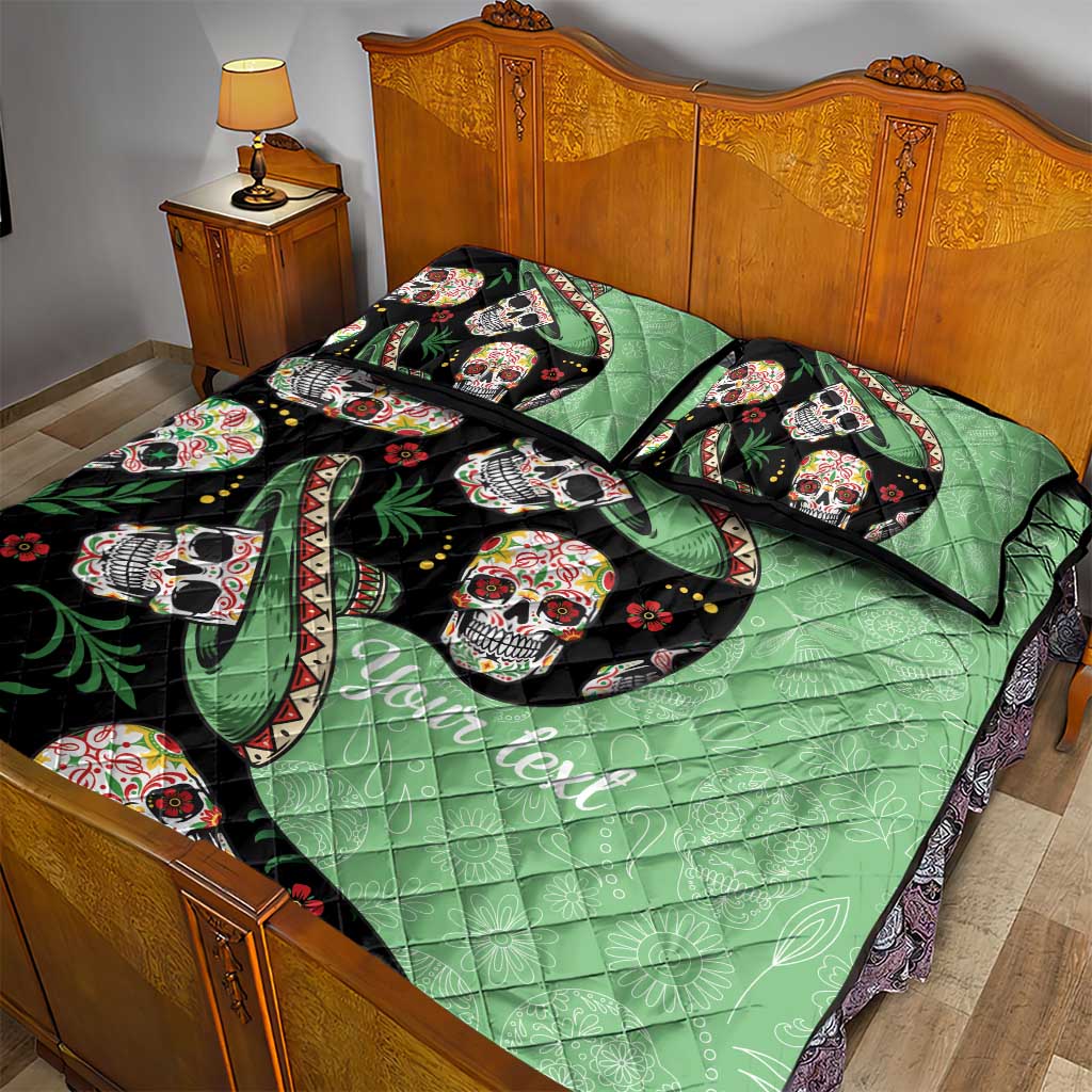 Mexican Sugar Skull Personalized Quilt Bed Set Dia de Los Muertos Vibe - Wonder Print Shop