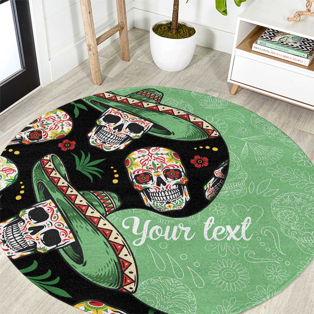 Mexican Sugar Skull Personalized Round Carpet Dia de Los Muertos Vibe
