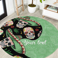 Mexican Sugar Skull Personalized Round Carpet Dia de Los Muertos Vibe