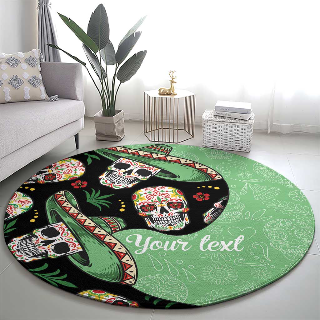 Mexican Sugar Skull Personalized Round Carpet Dia de Los Muertos Vibe