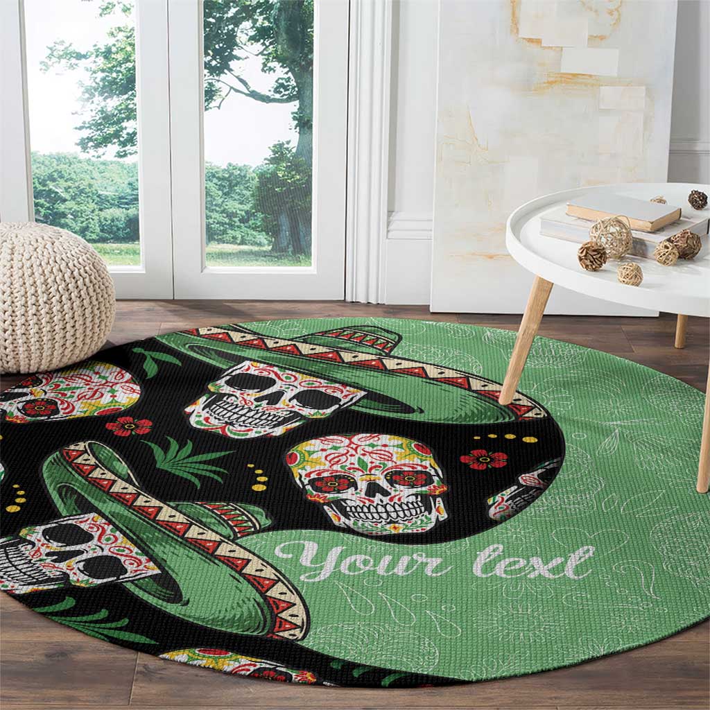 Mexican Sugar Skull Personalized Round Carpet Dia de Los Muertos Vibe