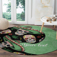 Mexican Sugar Skull Personalized Round Carpet Dia de Los Muertos Vibe