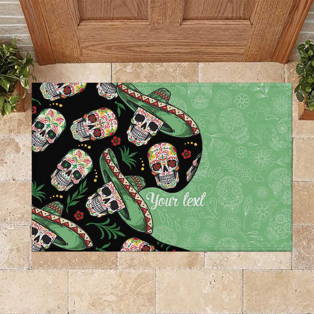 Mexican Sugar Skull Personalized Rubber Doormat Dia de Los Muertos Vibe - Wonder Print Shop