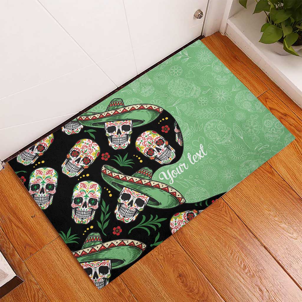 Mexican Sugar Skull Personalized Rubber Doormat Dia de Los Muertos Vibe - Wonder Print Shop