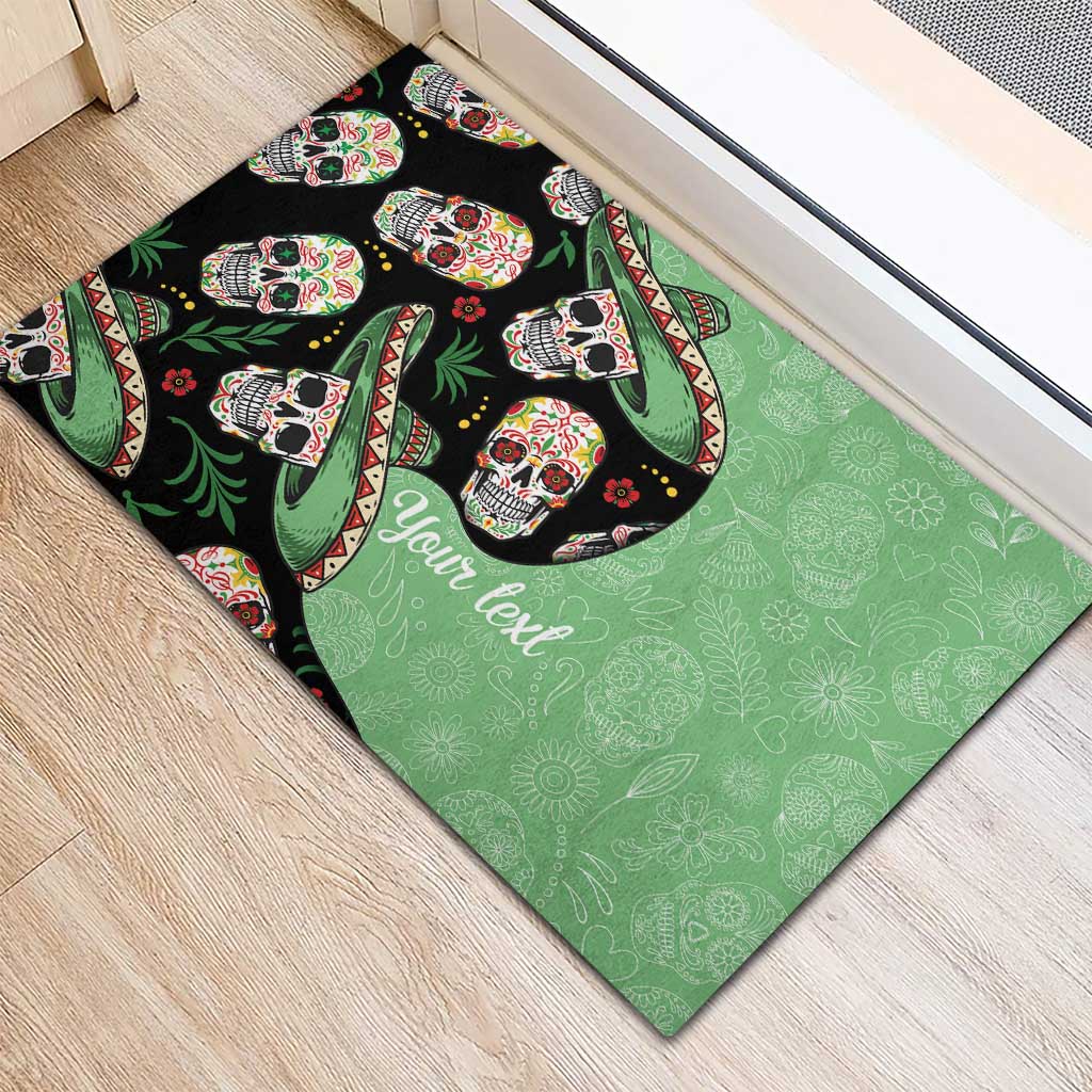 Mexican Sugar Skull Personalized Rubber Doormat Dia de Los Muertos Vibe - Wonder Print Shop