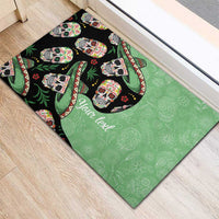 Mexican Sugar Skull Personalized Rubber Doormat Dia de Los Muertos Vibe - Wonder Print Shop