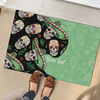 Mexican Sugar Skull Personalized Rubber Doormat Dia de Los Muertos Vibe - Wonder Print Shop