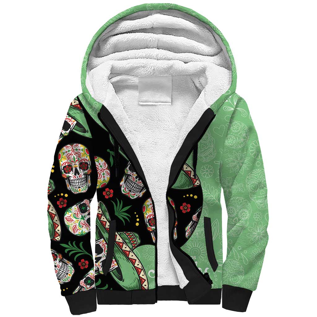 Mexican Sugar Skull Personalized Sherpa Hoodie Dia de Los Muertos Vibe - Wonder Print Shop