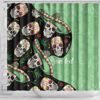 Mexican Sugar Skull Personalized Shower Curtain Dia de Los Muertos Vibe
