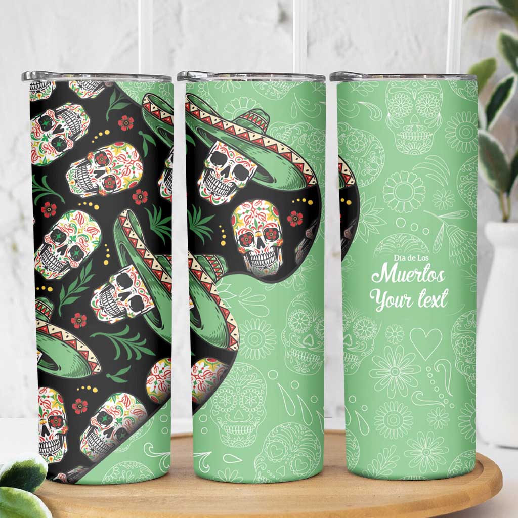 Mexican Sugar Skull Personalized Skinny Tumbler Dia de Los Muertos Vibe - Wonder Print Shop