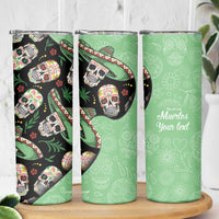 Mexican Sugar Skull Personalized Skinny Tumbler Dia de Los Muertos Vibe - Wonder Print Shop