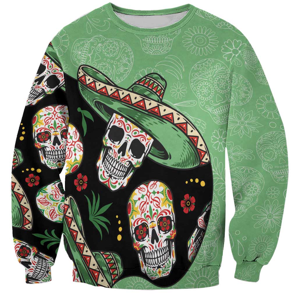 Mexican Sugar Skull Personalized Sweatshirt Dia de Los Muertos Vibe - Wonder Print Shop